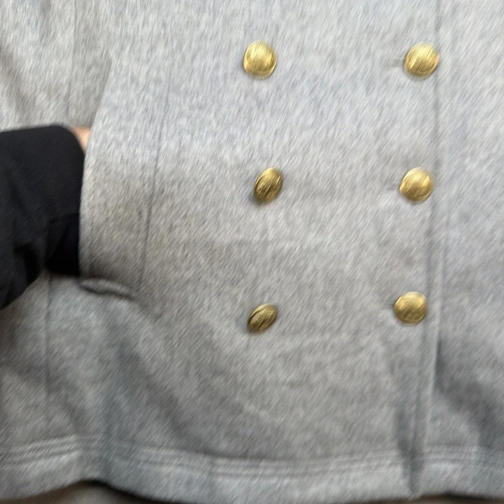 J Crew Wool Peacoat Double Breasted Military Gold Button Gray Women 4 - Picture 4 of 13